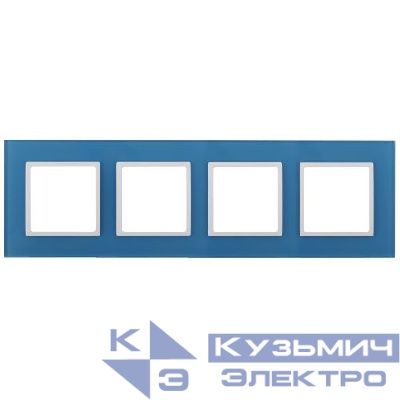 Рамка 4-м 14-5104-28 стекло Elegance голуб.+бел. ЭРА Б0034536