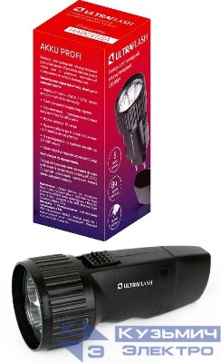 Фонарь аккумуляторный LED3859 5 LED 220В аккум. SLA пластик. черн. (кор.) Ultraflash 14020
