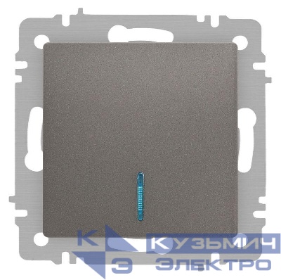 Выключатель 1-кл. СП Accent 6-102-09 10А IP20 250В с подсветкой AL/CU титан Intro Б0063460