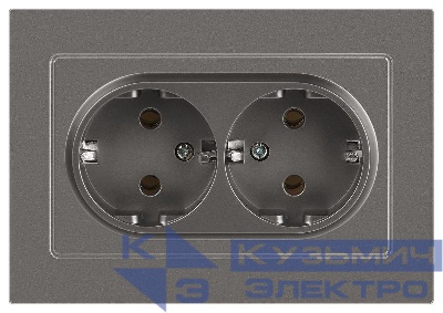 Розетка 2-м СП Accent 6-205-09 16А IP20 250В 2P+E Schuko AL/CU титан Intro Б0063500