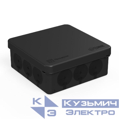 Коробка распределительная ОП 100х100х40 для прямого монтажа двухкомпонентн. безгалогенная (HF) 12 вводов IP66 черн. Промрукав 60-0303-9005