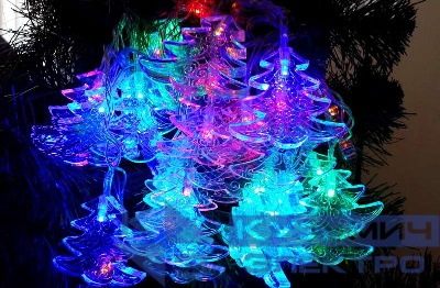 Гирлянда "Елочки" LD030M-FT прозр. провод с разноцв. светодиод. 30 снежинок IP20 3м SHLights 4690601021656