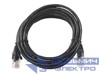 Патч-корд UTP4 cat 5e, 3,0м, ВС, LSZH, черный, литой коннектор NETKO Optima