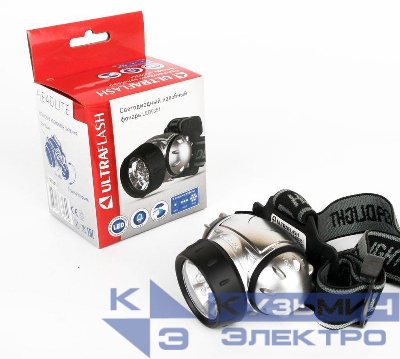 Фонарь налобный LED 5351 7LED 3 режима 3хR03 металлик Ultraflash 10260