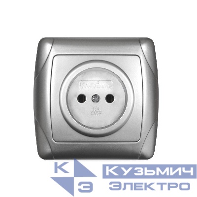 Розетка 1-м СП Маргарита 16А IP20 без заземл. серебр. UNIVersal М0022-S