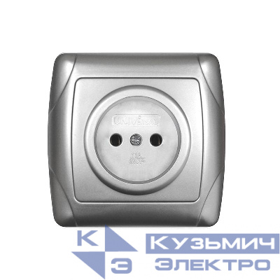 Розетка 1-м СП Маргарита 16А IP20 без заземл. серебр. UNIVersal М0022-S