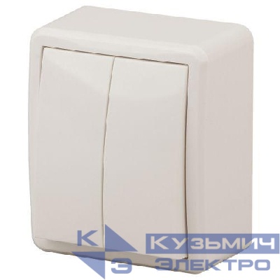 Выключатель 2-кл. ОП Эра Эксперт 10А IP20 11-1205-02 250В 10AX с подсветкой сл. кость Эра Б0020667