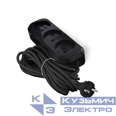 Удлинитель 3х5м без заземл. 10А IP20 Е-202 ПВС 2х0.75 АБС-пластик черн. UNIVersal 2166