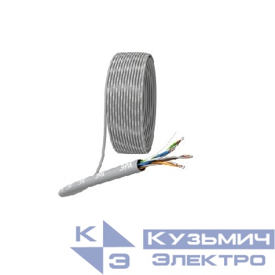 Кабель витая пара U/UTP кат.5E 4х2х24AWG solid CCA PVC Simple сер. (м) UL-4-PVC-A Эра Б0044434