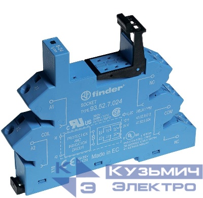Розетка с безвинт. клеммами (пружинный зажим) для реле 41 серии 230В AC в комплекте пластик. клипса опции: LED FINDER 93528230