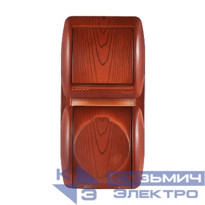 Блок Nata (розетка с заземл. с защ. крышкой + 1-кл. выкл.) вертикал. вишня LEZARD 710-0600-172