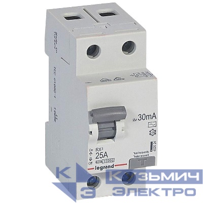 Выключатель дифференциального тока (УЗО) 2п 25А 30мА тип AC RX3 ИЭК Leg 402024