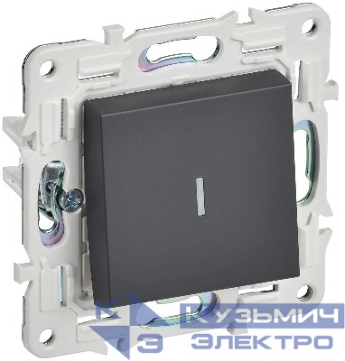 Выключатель проходной 1-кл. SKANDY 10А SK-V08T с индикацией титан IEK SK-V12-1-10-K48