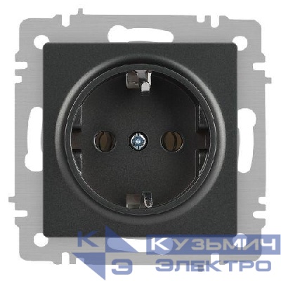 Розетка 1-м СП Accent 6-202-07 16А IP20 250В 2P+E Schuko графит Intro Б0063697