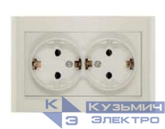 Розетка 2-м СП Бриллиант 16А IP20 с заземл. защ. шторки сл. кость UNIVersal 7948769