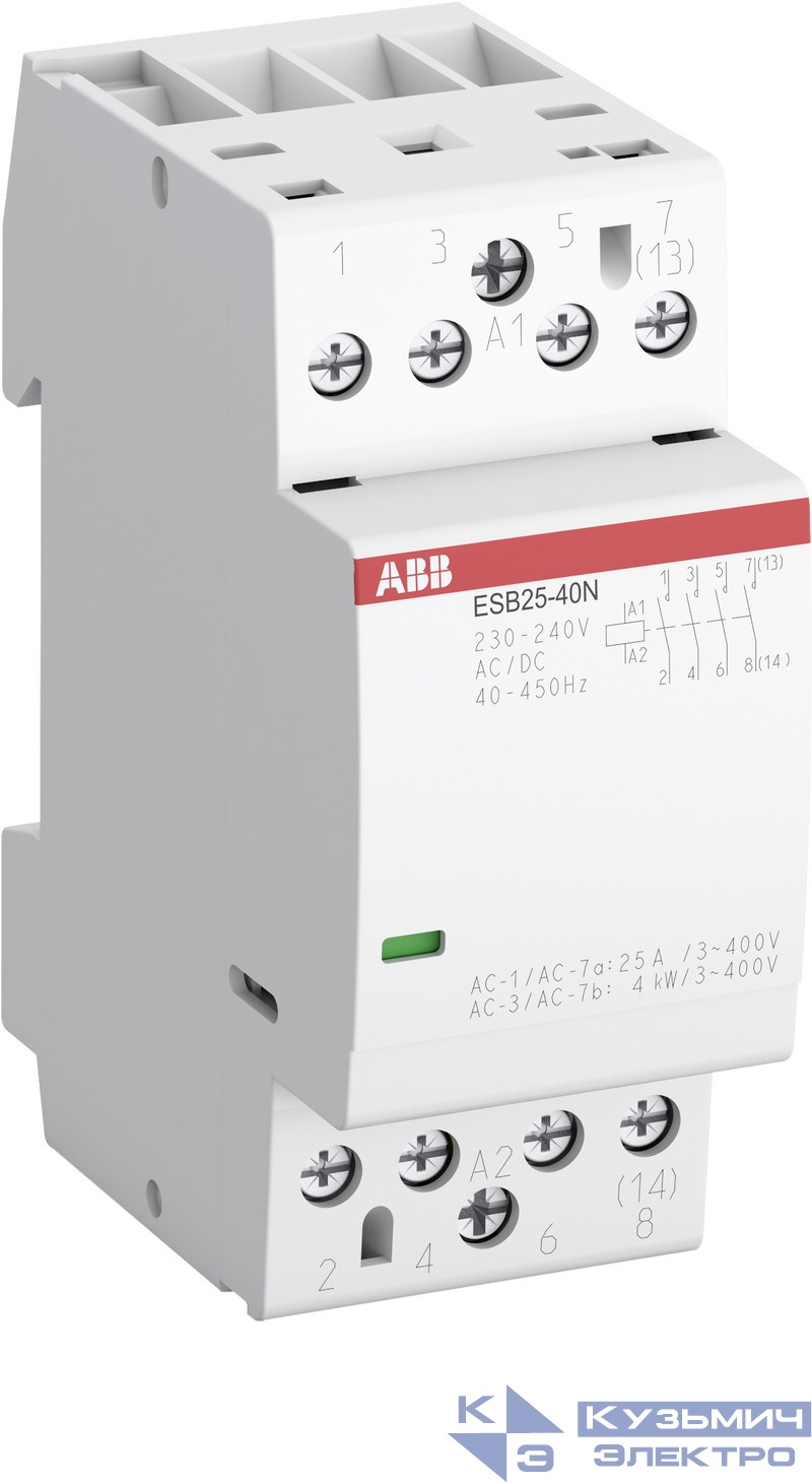 Контактор ESB25-40N-01 модульный (25А АС-1 4НО) катушка 24В AC/DC ABB 1SAE231111R0140