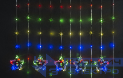 Гирлянда светодиодная "Бахрома" "Звезды и фигурки" 95 014 NGF-D035-03 3х0.6м RGBY IP20 NAVIGATOR 95014