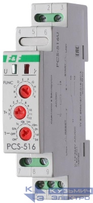 Реле времени PCS-516U 8А 12-264В AC/DC 1 перекл. IP20 многофункц. вход: START/RESET монтаж на DIN-рейке F&F EA02.001.014