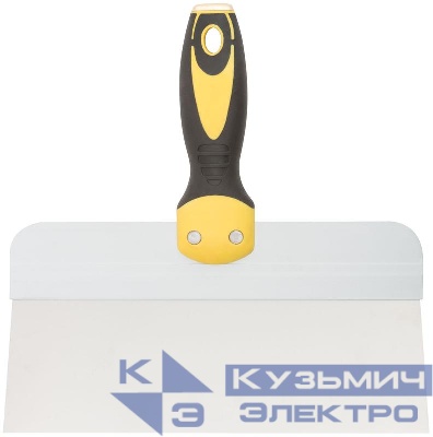 Шпатель фасадный нержавеющий профи прорезиненная ручка сметал. бойком 250мм FIT 06443