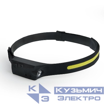 Фонарь налобный с аккумулятором 5Вт 150хH IP44 USB type-C ABS пластик резина TH2310 FERON 48525