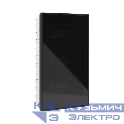Щиток встраиваемый Фрейм (FRAME) ЩРв-п-36 36мод. с тонированной дверцей с 4 шинами PEN (2шт на 8 отверст. и 2шт на 10 отверст.) черн. DKC F36B1BD