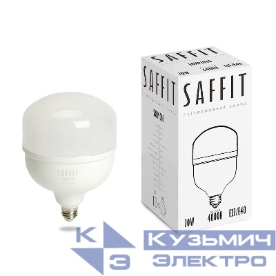 Лампа светодиодная SBHP1070 70Вт T140 4000К E27-E40 230В SAFFIT 55098