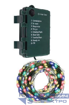 Гирлянда "Роса" DC-G06-120M 120 RGB microLED 12.1м. 8реж. 3хAA ФАZА 5059610