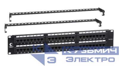 Патч-панель 19дюйм 2U 48 портов RJ45 кат.6A Dual IDC с задн. кабельн. организатором Cabeus 7652c
