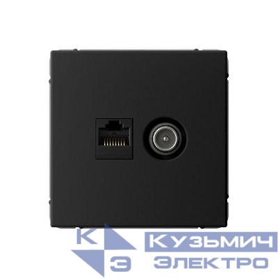 Розетка компьютерная + телевизионная 2-м СП ArtGallery RJ45 кат.5E + TV механизм карбон SE GAL001089