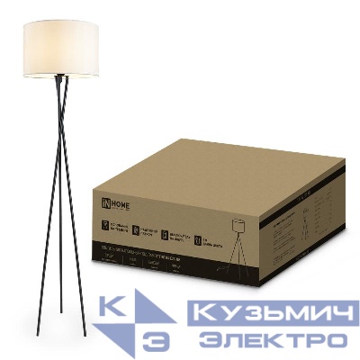 Светильник ТНО 04-Е27-NB 230В торшер напольн. под лампу беж. абажур/черн. тренога IN HOME 4690612059556