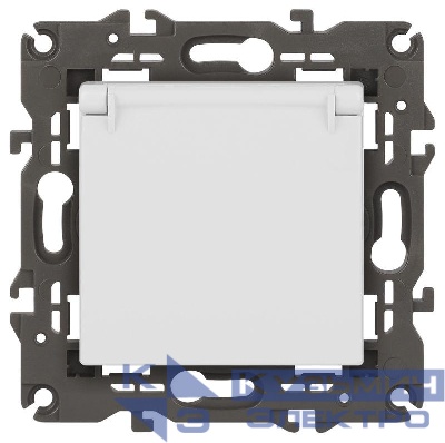 Розетка 1-м СП Эра Elegance 14-2103-01 16А IP20 16AX 250В 2P+E Schuko защ. шторки с крышкой бел. Эра Б0034278