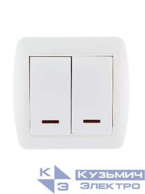 Выключатель 2-кл. ОП Demet 10А IP20 с подсветкой бел. LEZARD 711-0200-112