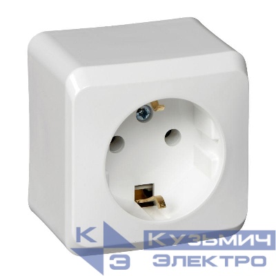 Розетка 1-м ОП Этюд 16А IP20 250В с заземл. без защ. шторок бел. SE PA16-003B