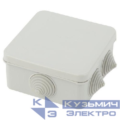 Коробка распаячная KKORz-100-100-50-6gv открытой установки КОР 100х100х50мм защелк. крышка 6 вставл. сальника IP55 ЭРА Б0055757