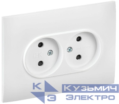 Розетка 2-м SKANDY 10А без заземл. защ. шторки в сборе SK-R09W арктич. бел. IEK SK-R23-10-K01-F