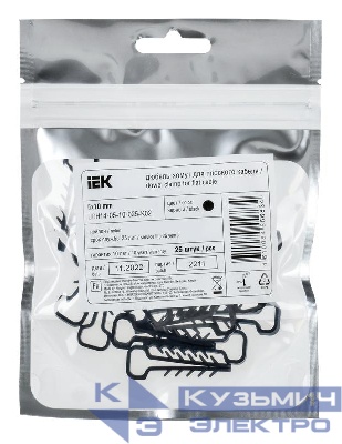 Дюбель-хомут 5х10мм для плоского кабеля нейлон черн. (уп.25шт) IEK UDH14-05-10-025-K02