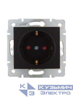 Розетка 1-м СП Karina с заземл. защ. шторки керамика механизм черн. бархат LEZARD 707-4288-124