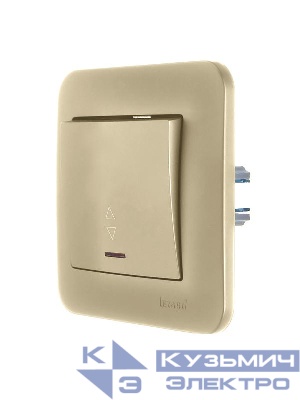 Переключатель проходной 1-кл. 1п СП ASTI 10А IP20 с подсветкой зол. LEZARD 7081-3636-114