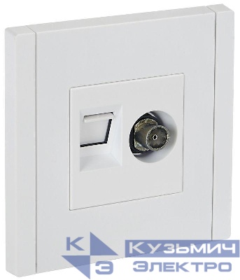 Розетка 2-м TV+RJ45 кат.5E FORTE&PIANO FP236 бел. IEK FP-AK20-1-K01