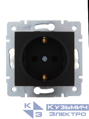 Розетка 1-м СП Karina с заземл. керамика механизм черн. бархат LEZARD 707-4288-122