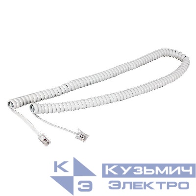 Шнур телеф. витой 4м (джек-джек) бел. Rexant 18-2041