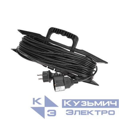 Удлинитель-шнур на рамке 1х30м с заземл. 6А 1.3кВт IP20 ПВС 3х0.75 черн. PROconnect 13-4915