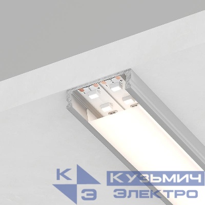 Профиль накладной CAB263 24х6 L2000 широкий в комплекте 2 заглушки 4 крепежа алюм. серебр. FERON 10277