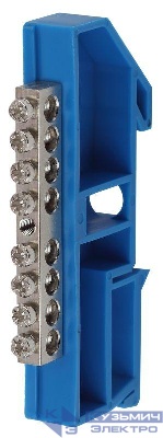 Шина N "ноль" на DIN-изол. ШНИ-6х9-8 никелированная Д син. NO-222-85-1 ЭРА Б0044134