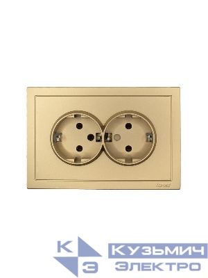 Розетка 2-мест. с/з СП ZIMA IP20 16А ПБТ безвинт. зажим зол. LEZARD 704-3600-127BQC