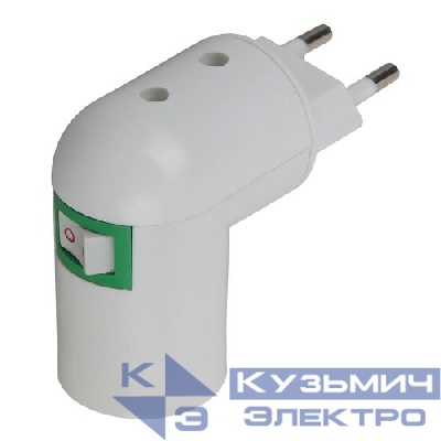 Переходник E27-S вилка-E27 с выкл. бел. ACS PRH-E27/S-PLA-WH Эра Б0027981