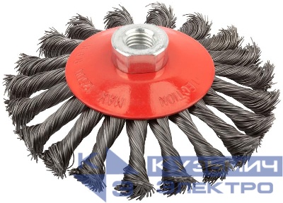 Корщетка-колесо с наклоном гайка М14 стальная витая проволока 125мм FIT 39116