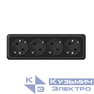 Розетка 4-м ОП Олимп 16А IP20 с заземл. черн. Universal 2221