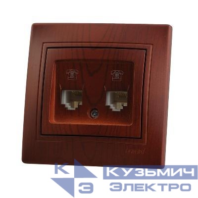 Розетка телефонная 2-м Mira RJ11 вишня LEZARD 701-0601-138