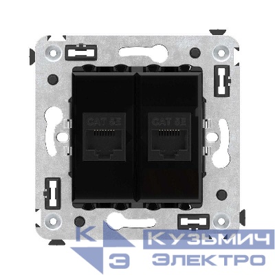 Розетка компьютерная 2-м СП Avanti "Черный квадрат" RJ45 кат.5E без шторок механизм DKC 4402664